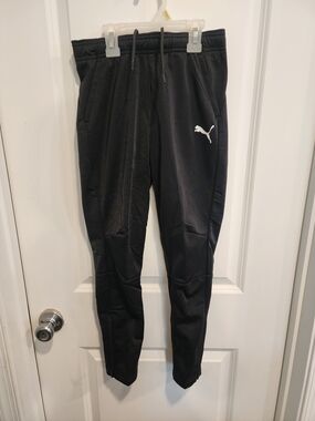 Puma Youth Black Joggers with White Logo